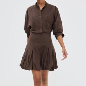 SIMKHAI Chocolate Effie Bubble Mini Dress - Brown, Size 2